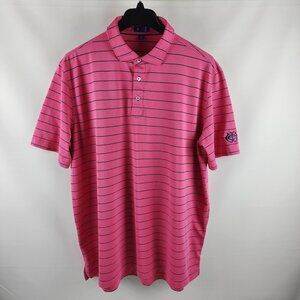 Stitch Golf Mens XXL Pink Blue Striped Golf Stretch Performance Polo Arm Logo